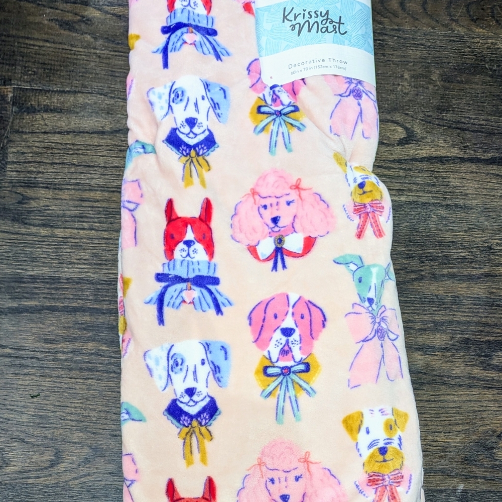 New Krissy Mast Artist Series Berkshire Dog Frenchie Poodle Dachshund Blanket